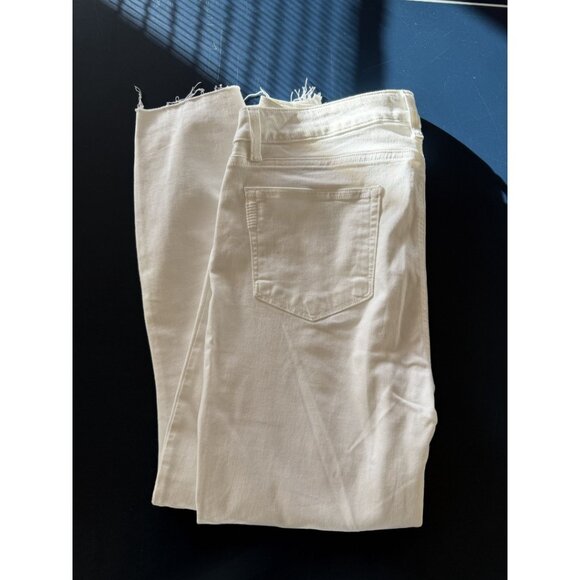 Paige Verdugo Crop White Jeans Raw Hem Cotton Blend Stretch Denim Size 32 - Picture 6 of 7